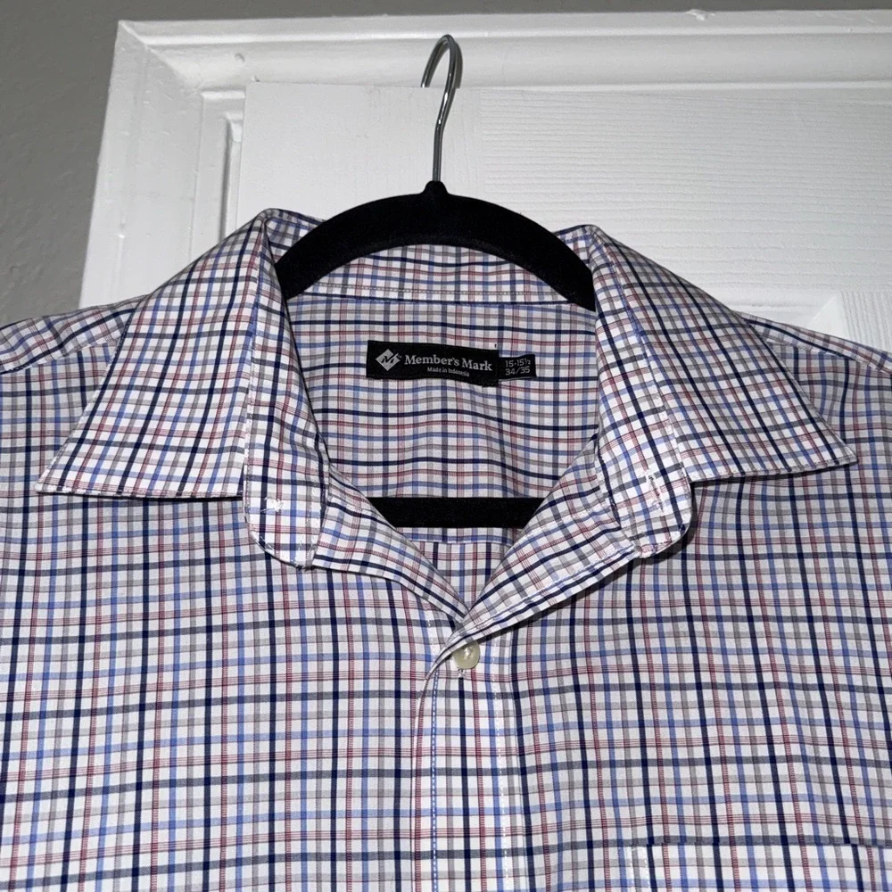 Blue and White Casual Gingham Button Down Shirt - Picture 4 of 6